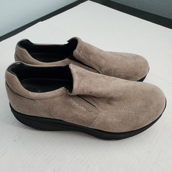Skechers Shape Ups Slip On Suede Shoes Size 9 Color Taupe Excellent Pre Owned - Picture 1 of 11